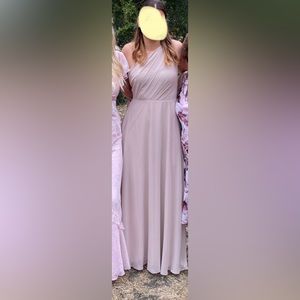 Birdy Grey Kira Dress - Taupe one shoulder maxi bridesmaid dress